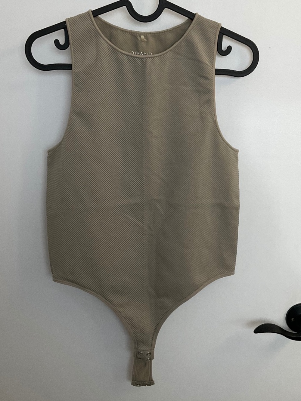 Seamless ribbed high-neck tank top bodysuit by Dynamite, medium